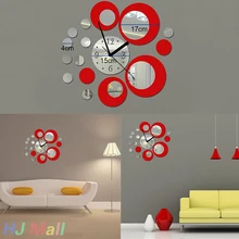 Креативные акриловые часы с зеркальным эффектом, настенные наклейки, домашний декор, ремесло, сделай сам, Рождественское украшение, часы для гостиной, настенные, красные, современные