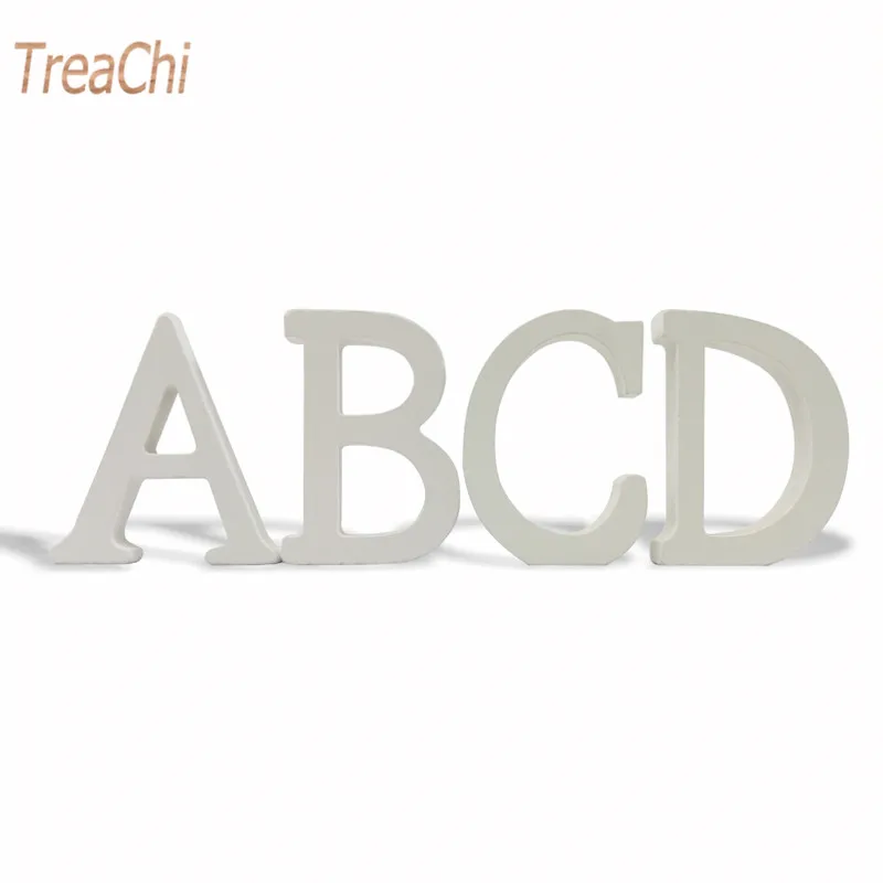 

Home Decor Decoration Thick Wood Wooden White Letters Alphabet Wedding Birthday 8cmX1.2cm