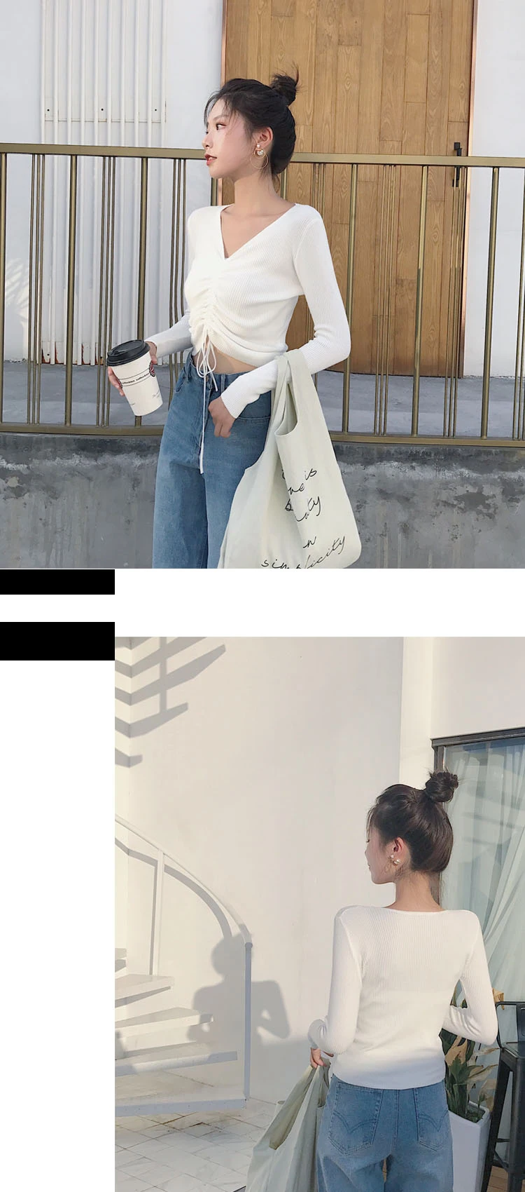 AOSSVIAO Sexy lace up knitting pullover top Fashion autumn winter sweater women Chic pink V-neck knit slim jumper pull femme