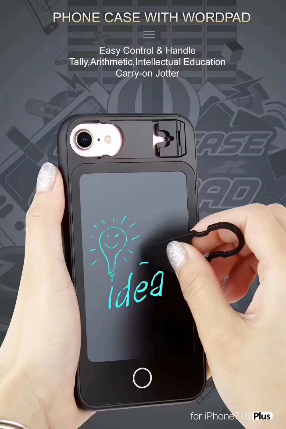 

2018 Mini Intelligent Wordpad Phone Case For iPhone 7 Case Fold Bracket Writing Learning Case For Coque iPhone 6 6s 7 8 Plus X