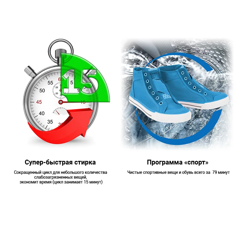 Стиральная машина HIBERG WM2-610 G, золотистая, 12 программ стирки, 6 кг загрузки, 1000 об/мин при отжиме, 48 л воды на цикл, класс А