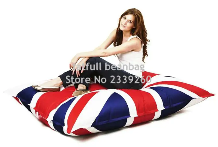 Us 75 0 Cover Only No Filler Union Jack Large Bean Bag Chair Cushion Uk Flag Portable Sofa Seat Square Pillows In