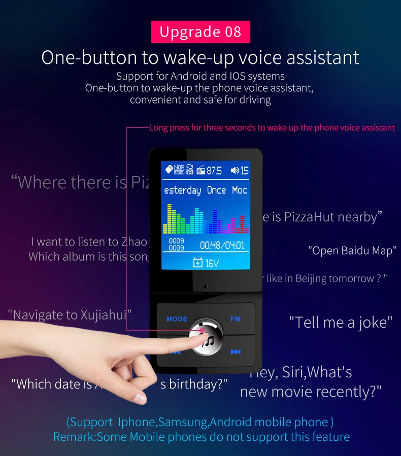 ANLUD Bluetooth Car Kit Color LCD FM Transmitter Handsfree MP3 Lossless Music Player QC 3.0 AUX Modulator Car Accessories (10)