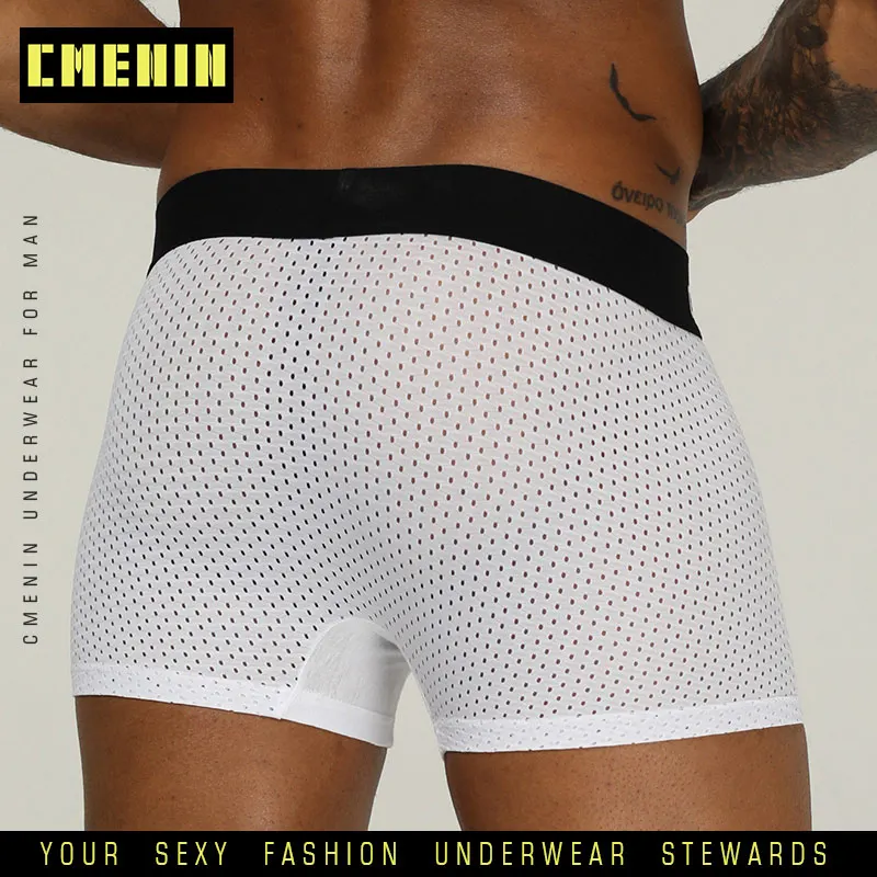 

11 Color Sexy Men Underwear Boxer Cueca Male Panties Mesh Breathable Solid Basic Underpants 3D Pouch Got ORLVS Boxers Man OR207