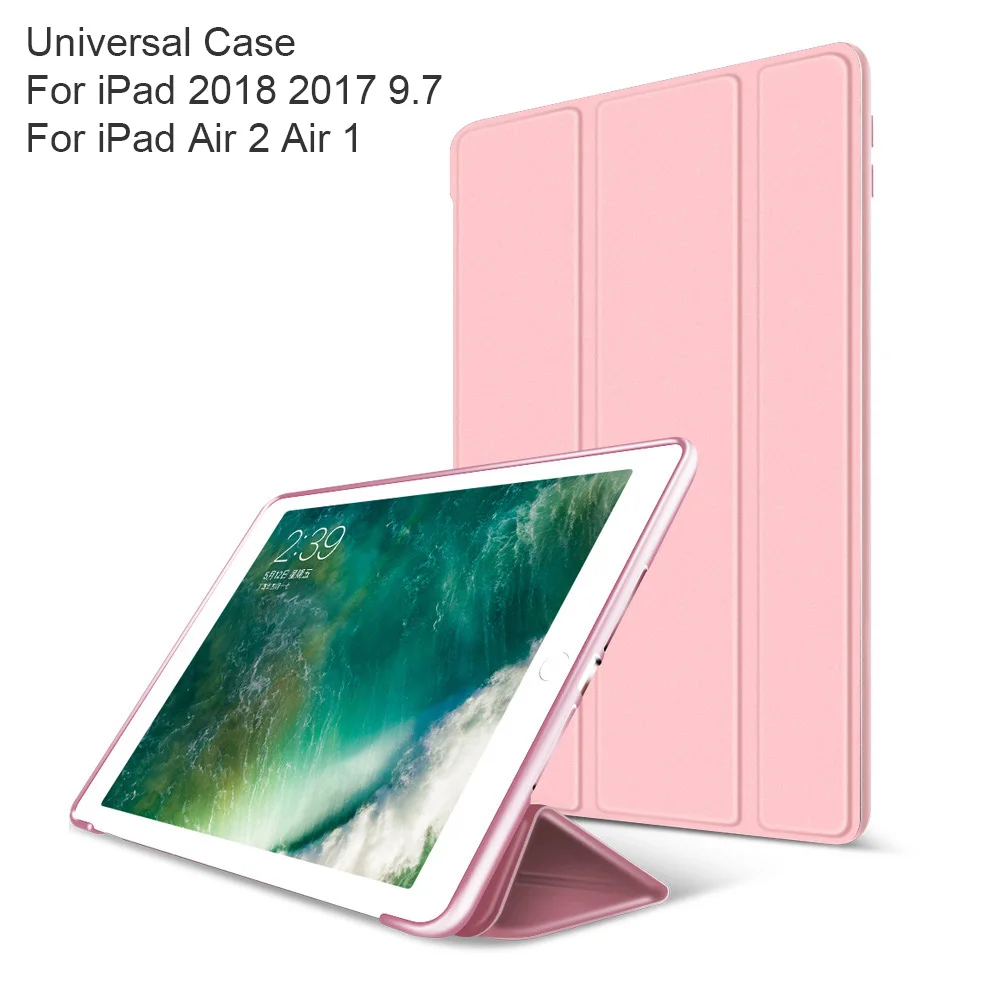 Умный чехол для iPad air 2 air 1 5th 6th generation 9,7 дюймов из искусственной кожи с функцией автоматического сна и пробуждения, мягкий силиконовый чехол для задней панели A1893 - Цвет: Rose