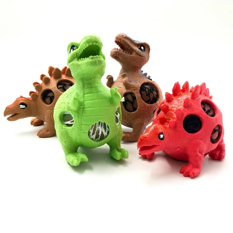 Funny kids toys Squishy Vent Dinosaur Grape Ball Mesh Ball Squeeze Decompression Children's Toys Beads Dinosaur Extrusion Adult 