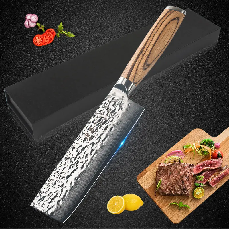 6,5 дюймов японский кухонный нож шеф-повара Santoku из нержавеющей стали 67 лазеров дамасский узор Овощной острый нож разделочный нож