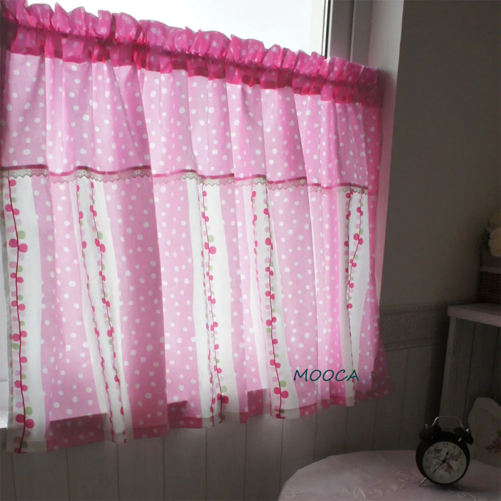 Bonito Rosa Dot Patchwork Cortina Semi Sombra Cortina De Cozinha De Bonito Rosa Dot Patchwork Cortina Semi Sombra Cortina De Cozinha De
