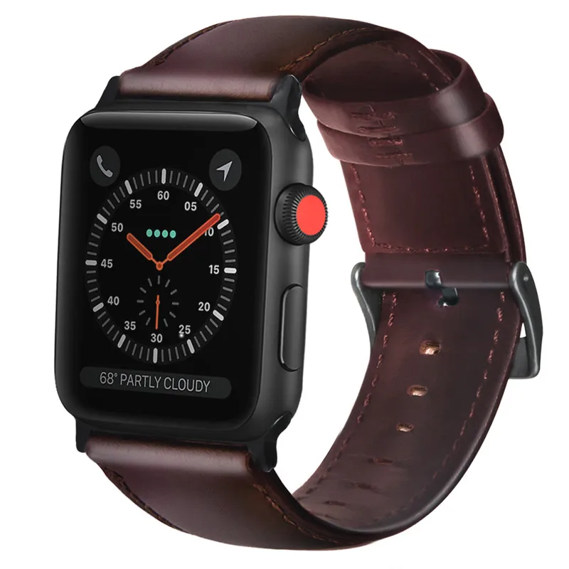 ASHEI натуральная винтажная кожа Ремешки для наручных часов для Apple Watch Band Series 4 44 мм 40 мм браслет ремешок для iWatch Apple Watch 42/38 мм