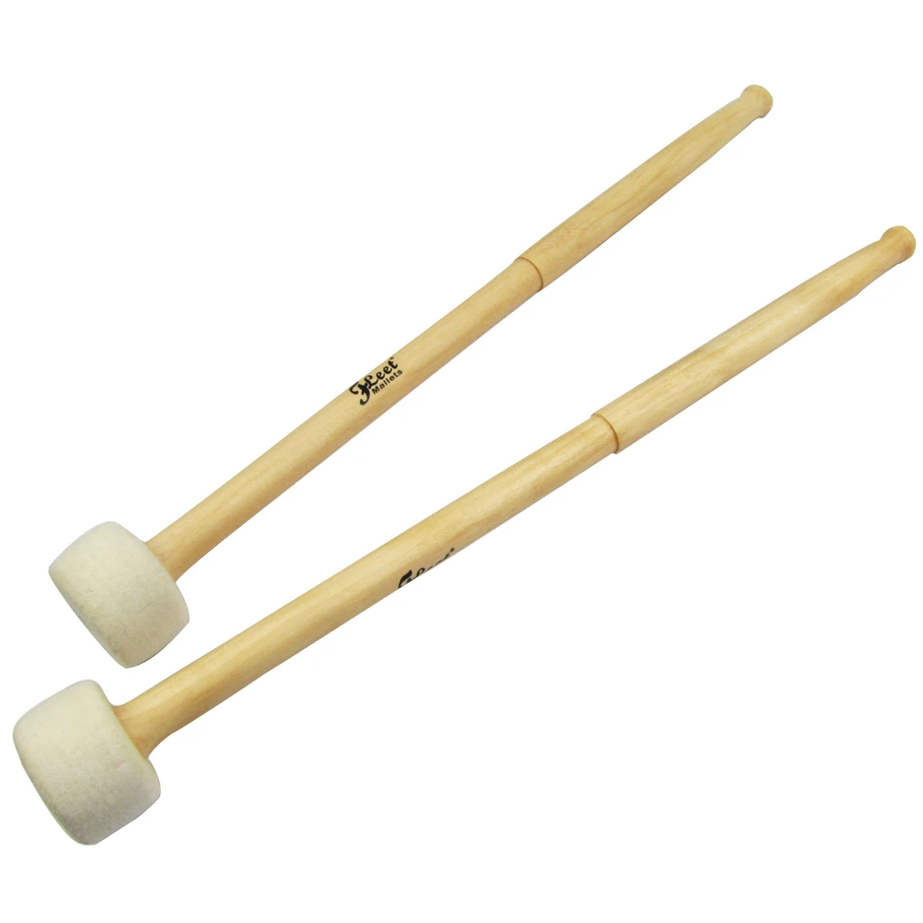 

1 Pair Timpani Mallets Percussion Sticks Drumsticks Maple Wood Handle Soft Felt Head Drum Accessories