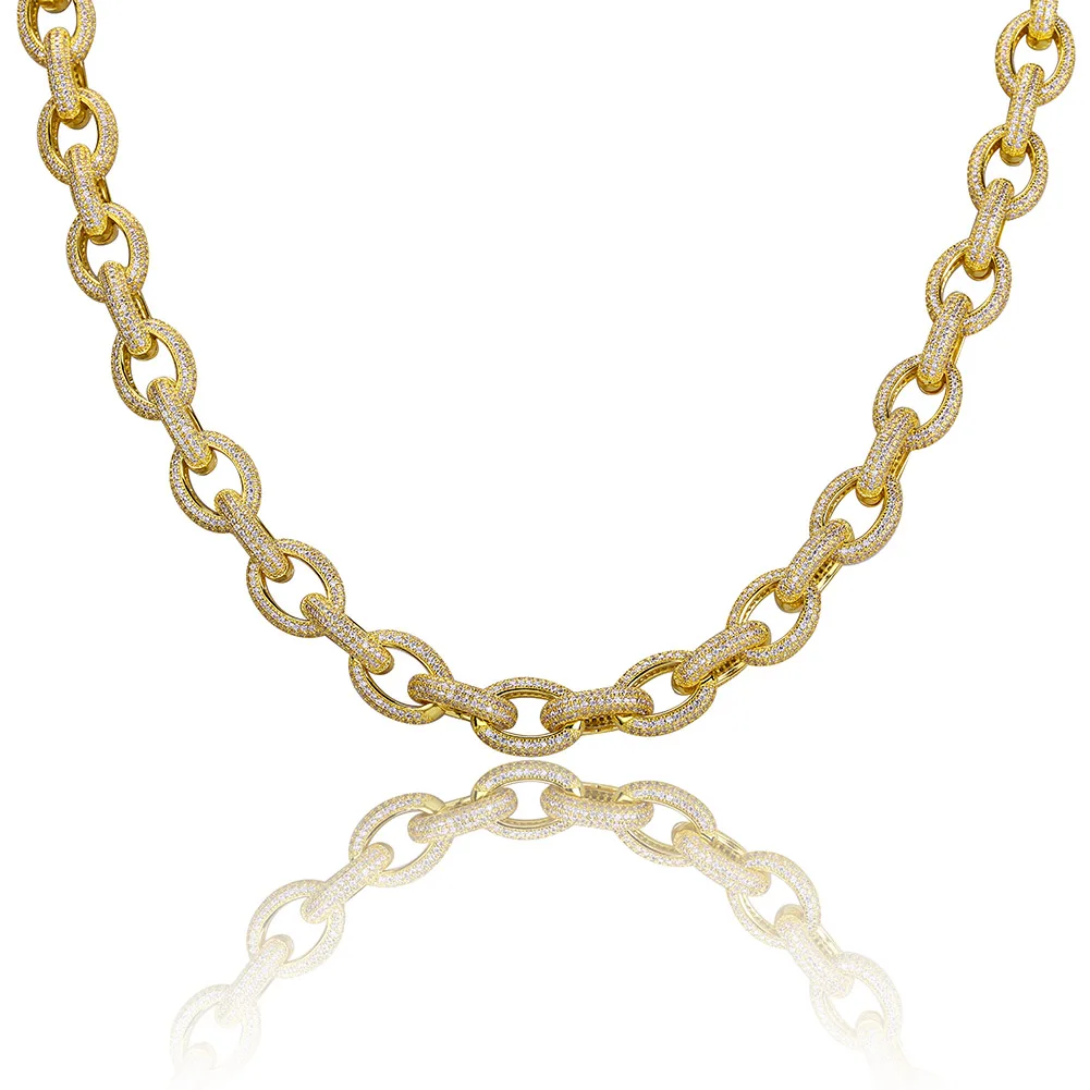 TOPGRILLZ хип-хоп мужское ювелирное ожерелье из меди, покрытое золотом/серебром, с фианитами в микро-ПАВЕ, каменное ожерелье с 18 дюймов 22 дюйма - Окраска металла: Gold
