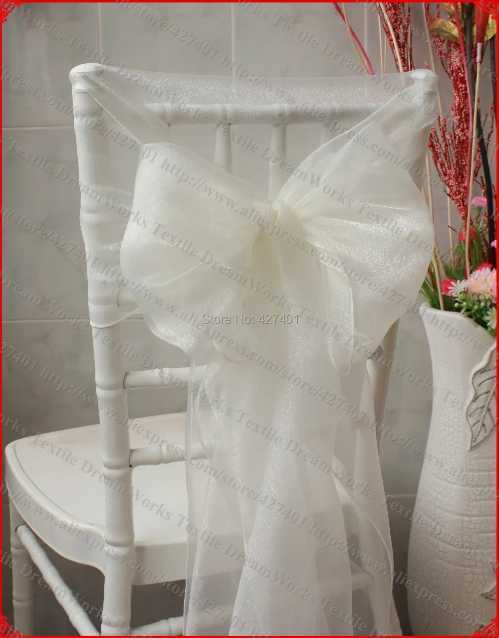 NO.50 Ivory Color Organza Chair Hoods/Chair Caps/Chair Cover Sash For Wedding Event&Party&Home