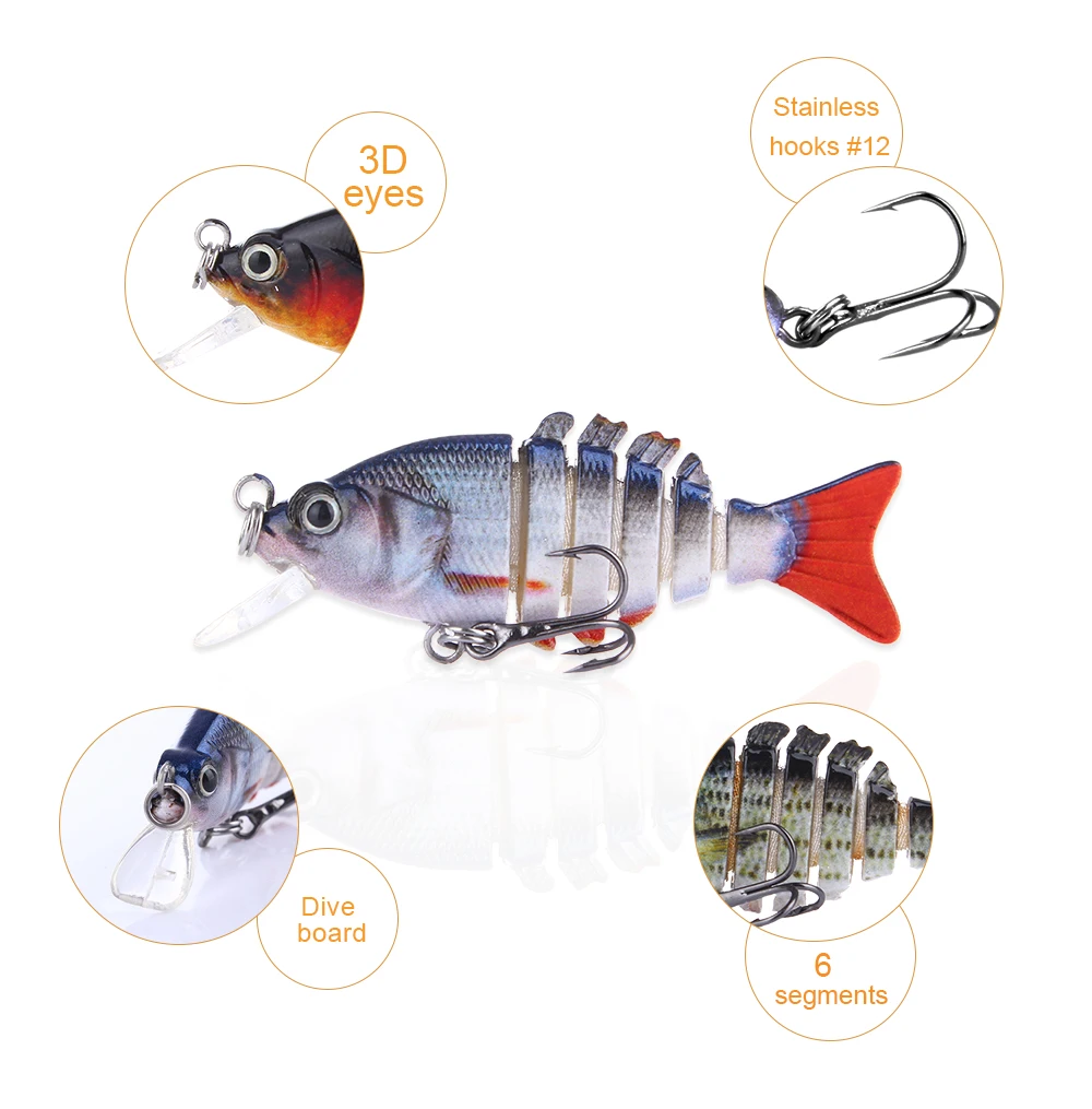 2.1g de Peixe de Plástico Iscas de Pesca Al13 m 2400mmlong 5.3 Centímetros Pequeno Segmento Isca Isca Artificial Articulado Swimbait Wobblers Pique Pesca 3 Iscas artificiais