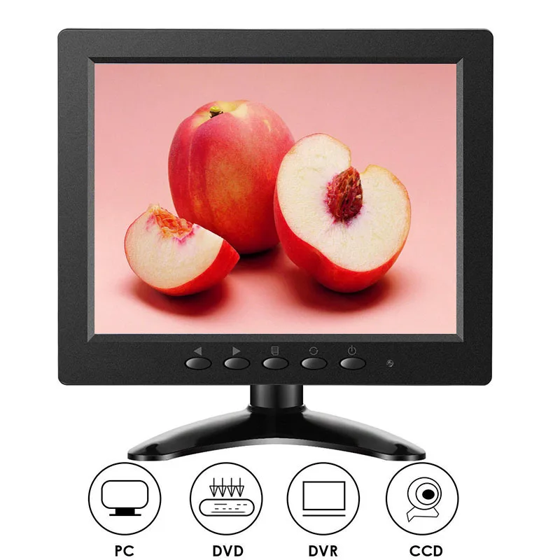 8 inch IPSLED Monitor 1024x768 Resolution Display Portable 4:3 IPS HD Color Video Screen Support HDMI VGA BNC AV USB Input