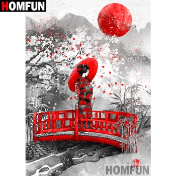 

HOMFUN Full Square/Round Drill 5D DIY Diamond Painting "Japanese woman" Embroidery Cross Stitch 5D Home Decor Gift A08816