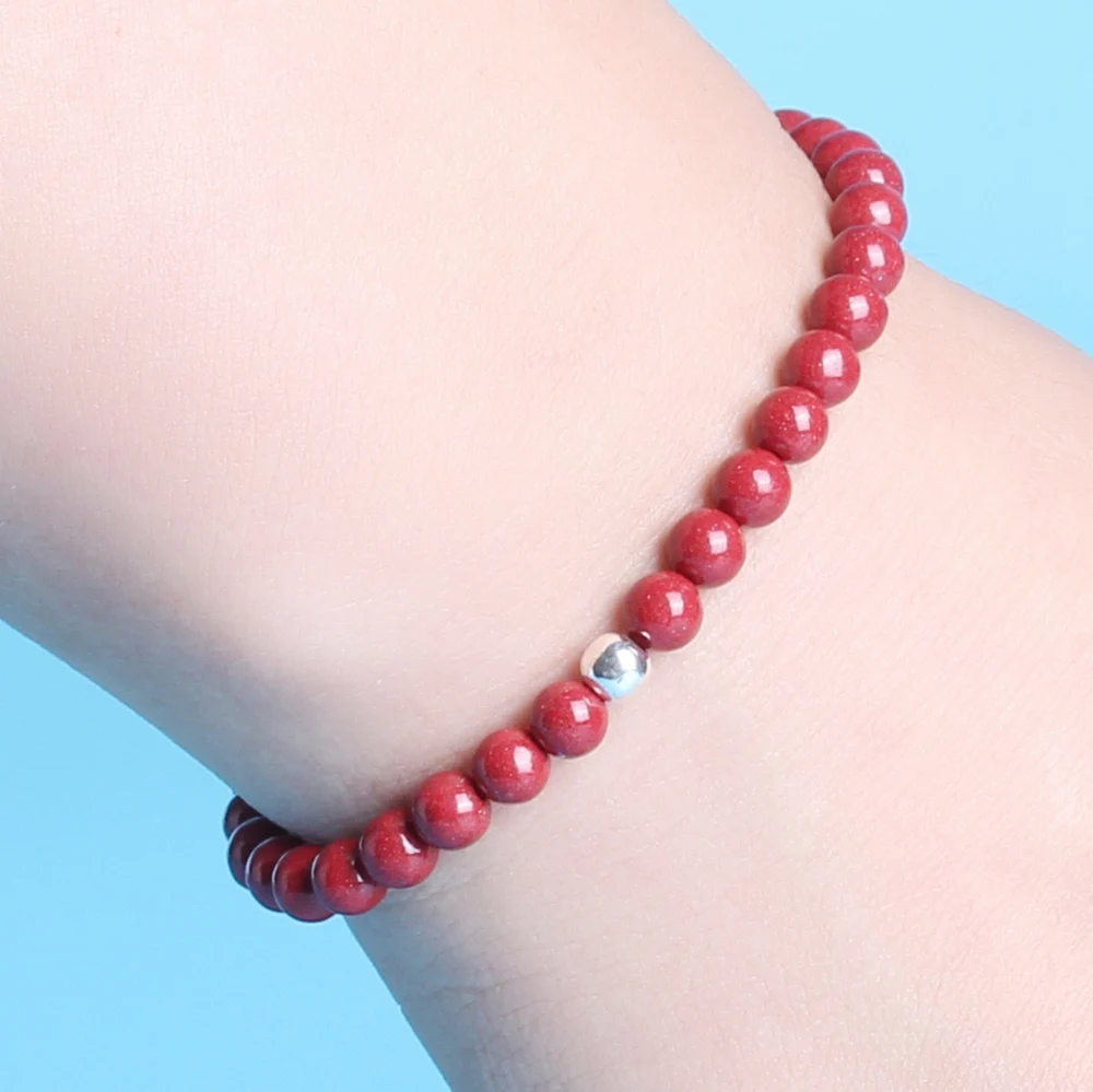 Chenshi Zhusha Bracelet Female Crystal Sand 4mm Beads Beads Bracelets Evil Desperate Years Transit Red Rope Hand Ornaments