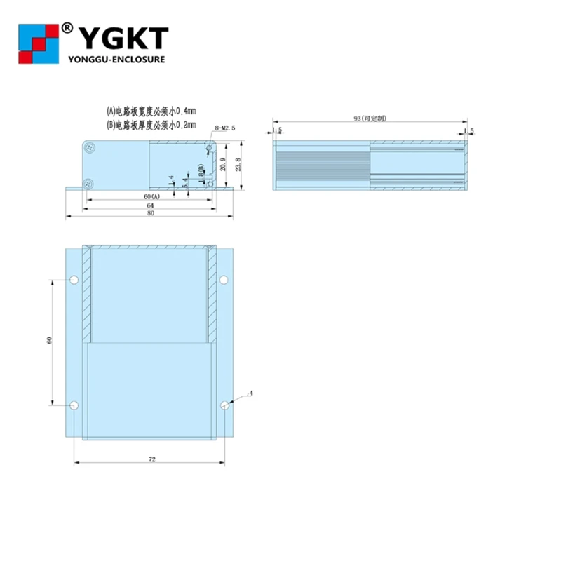 Yonggu горячая Распродажа 80*23 8*90/3.15 ''x 0 94'' x 3 54 'мм (wxhxl) литой алюминиевый