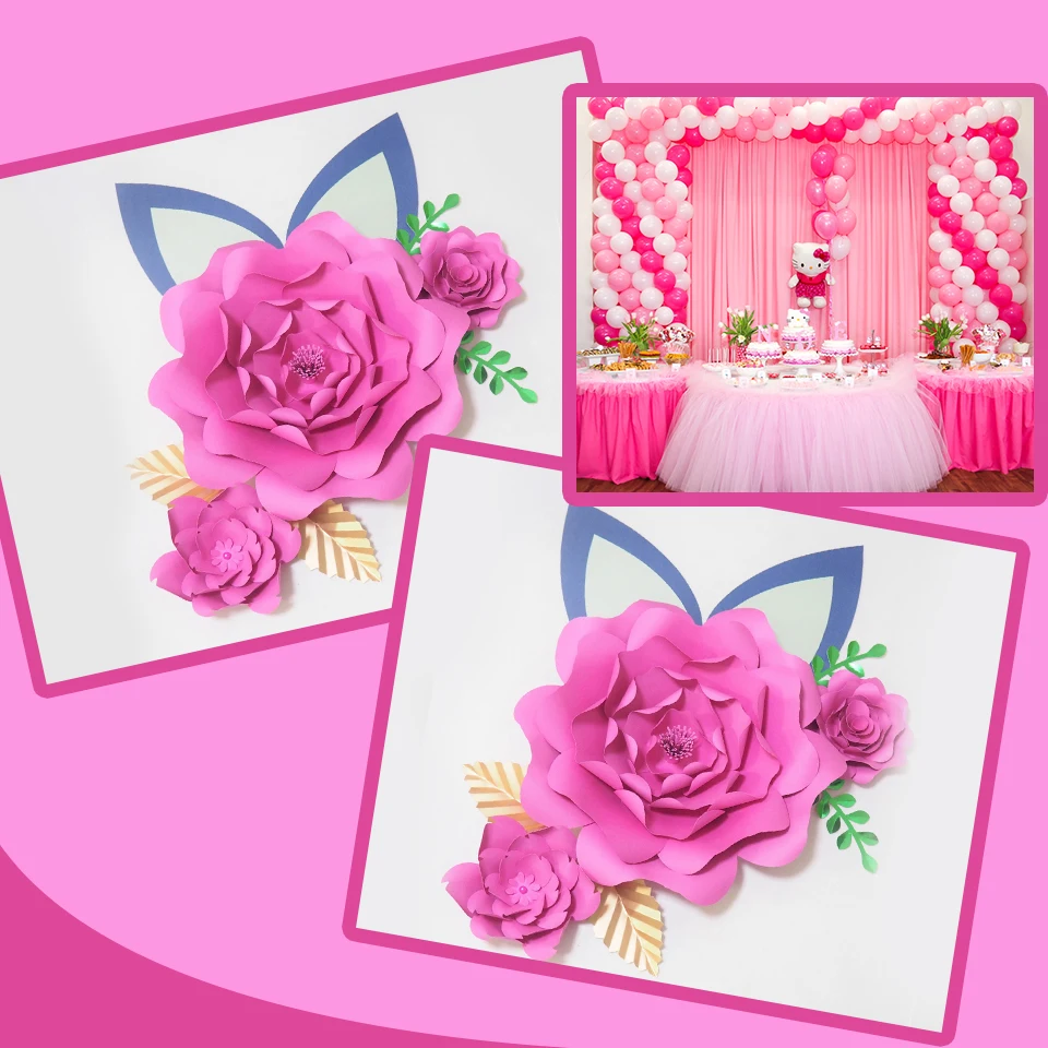 Сделай Сам большие бумажные цветы гигантские розы Fleurs фоны 3 шт + 4 листья 2 уши для