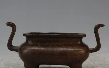 

4.33" Marked Chinese Temple Buddhism Copper Bronze incense burner Censer Statue