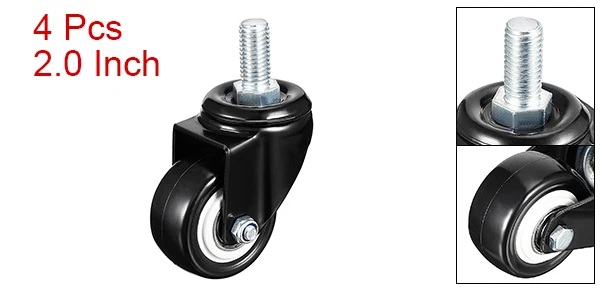 UXCELL 4 шт 2/1. 5 дюймов M10x25/M10x15/M8x25mm PU 360 градусов Поворотный резьбовой шпиндель колеса 396/330lb общая нагрузка Ёмкость
