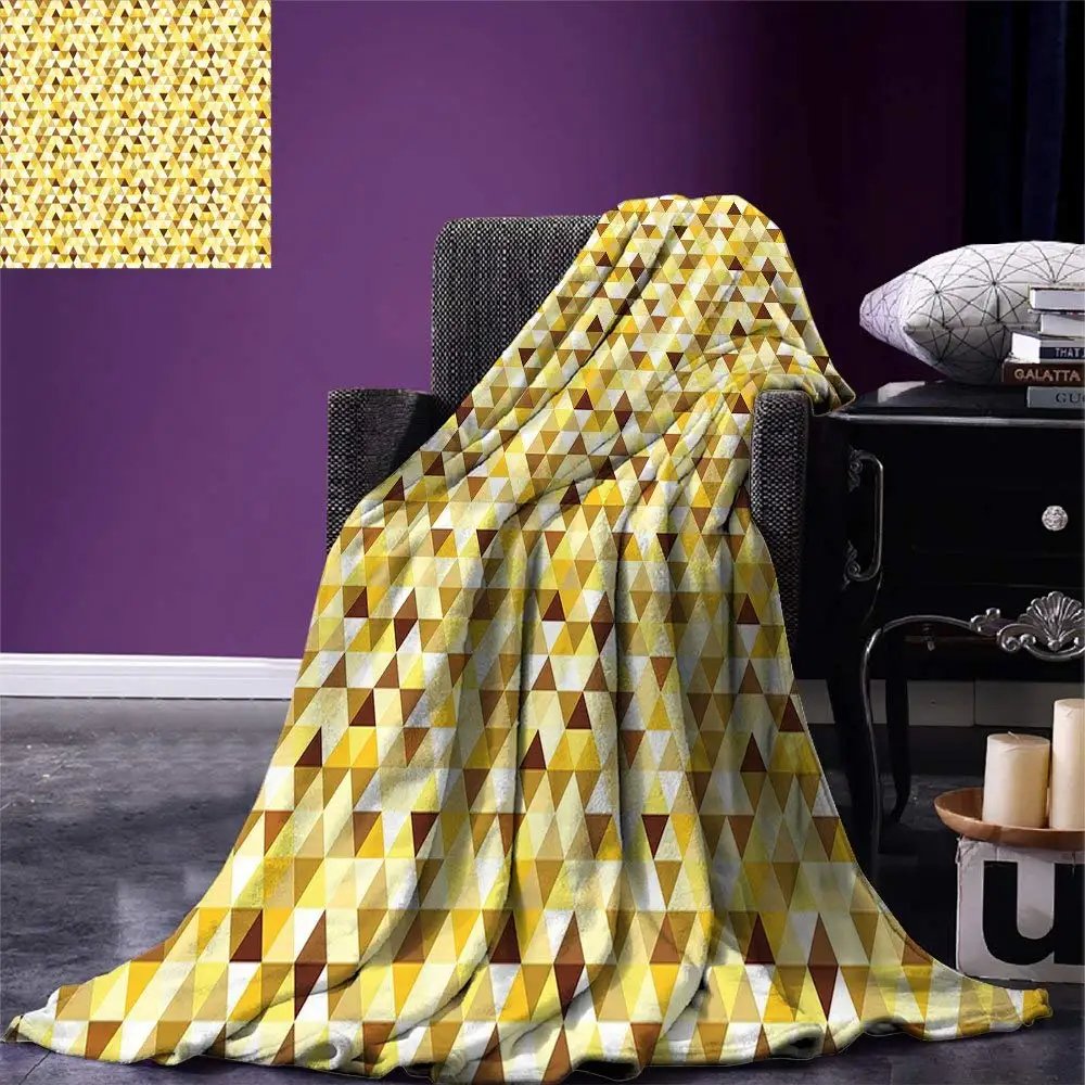 Geometric Throw Blanket Vibrant Colored Triangles Shapes Pattern Funky