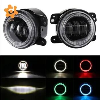 

Baoblaze Pair 4'' 30W LED Fog Light White RGB Halo Ring for Jeep Wrangler LJ JK Dodge