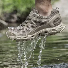 Летняя спортивная водонепроницаемая быстросохнущая тактическая обувь для мужчин, походов, рыбалки, дышащей сетки, пляжа, плавания, водонепроницаемая обувь