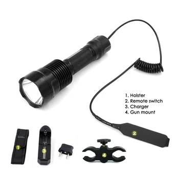 

1-Mode AMC7135 Hunting Flash light Torch C12 Cree XP-L V5 LED Flashlight +Remote switch/Holster/Charger/Gun Mount