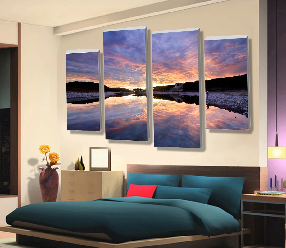 Promotion Canvas Modern Beautiful High Definition Printing 4 Panels