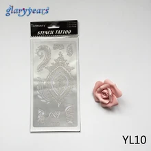 1 шт сексуальный трафарет для хны трафарет для татуировки YL10 женский боди-арт шаблон для рисования Менди аэрография блеск временные Цветочные татуировки