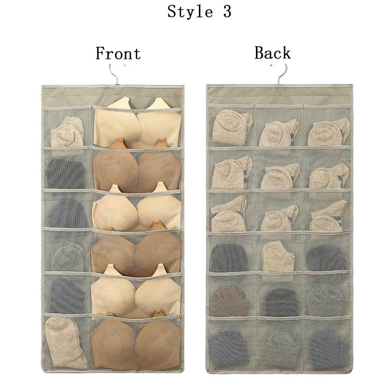 Двусторонняя платяной шкаф сетки карманы, органайзер для вещей для нижнего белья чулки Бюстгальтеры Носки сумка для хранения из ткани Оксфорд с металлической вешалкой