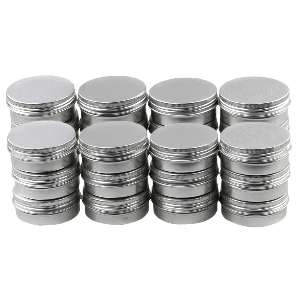 Lots 24 Aluminum Round Screw Lid Cosmetic Lip Balm Tins Container Case 10g