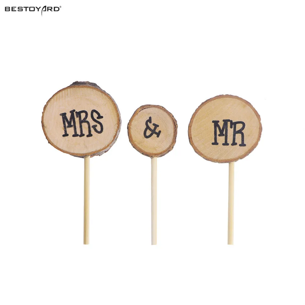 

3pcs Wooden wedding cake topper Mr and Mrs cake topper Unique Wedding Gift Wooden cake topper Wedding Party Decoration