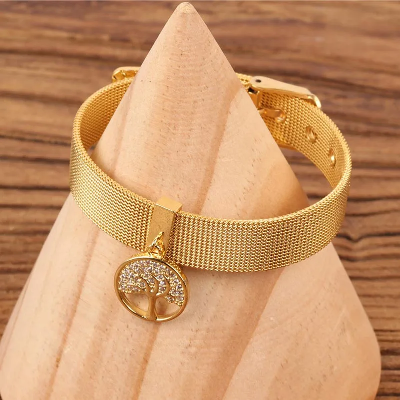 

Fashion Tree Charm Bracelet For Women High Quality Stainless Steel Watchband Bracelet Summer Jewelry Wholesale / Drop Shipping