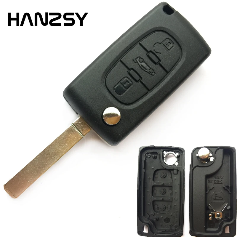 

3 Button For PEUGEOT 307 207 407 406 308 408 107 Remote Key Shell FOB Folding Car key Case Cover CE0536 HU83/VA2 Blade with Logo