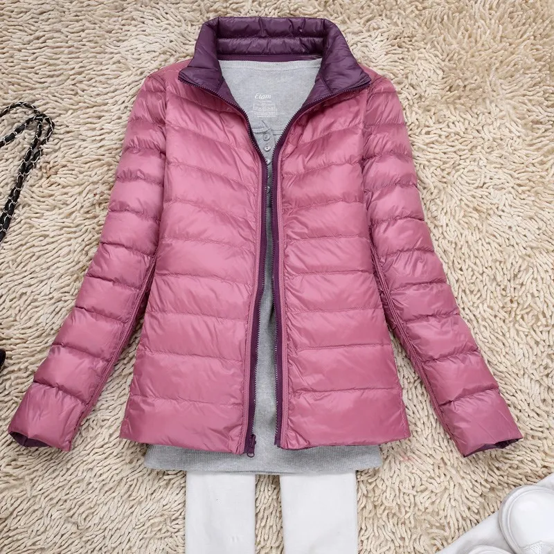 Double Side Women Winter Coat New Ultra Light White Duck Down Jacket Slim Women Winter Puffer Jacket Portable Down Coat D188