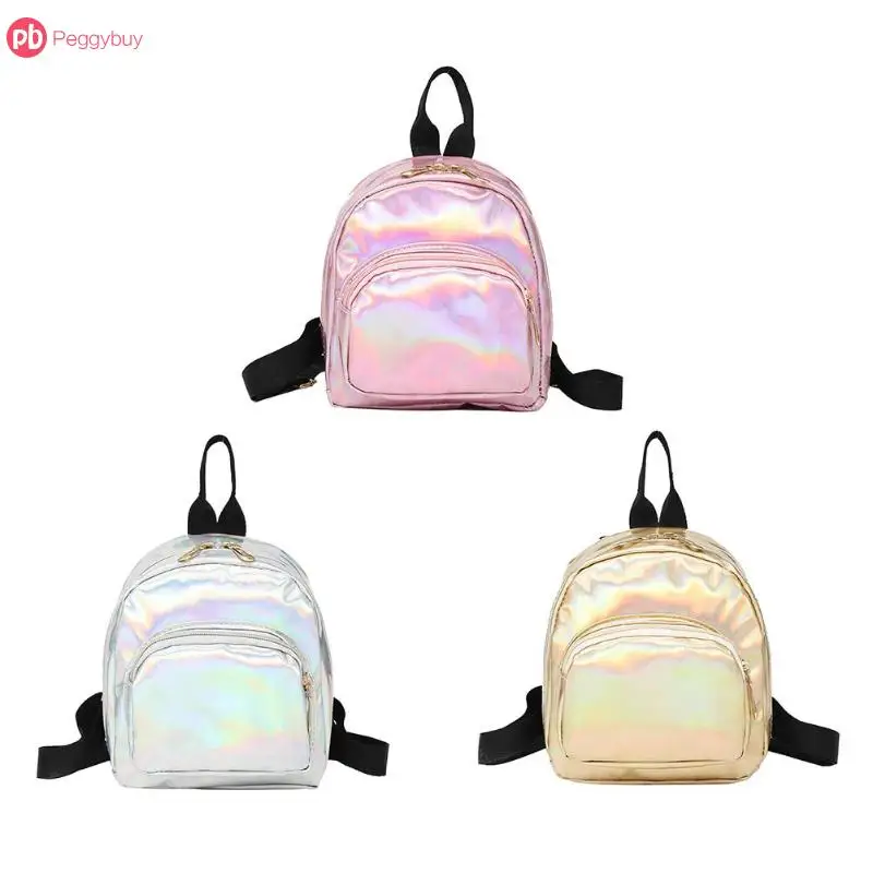

3 Colors Girls Patent Leather Mini Backpacks Women High Quality Sparkly Shining College Style Solid Casual Shoulder Bags