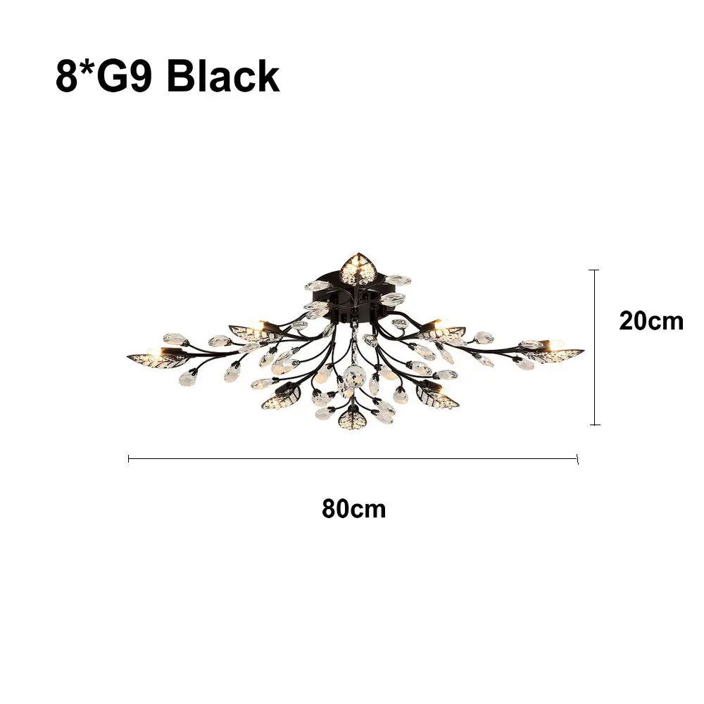 Современный винтажный светодиодный светильник для дома, хрустальная люстра, Светильники для гостиной, спальни, украшения дома, домашнее освещение - Цвет абажура: 8 light black