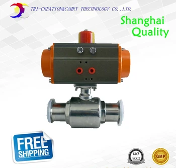 

2" sanitary stainless steel ball valve,2 way 304 quick-installed/food grade pneumatic valve_double acting straight way valve