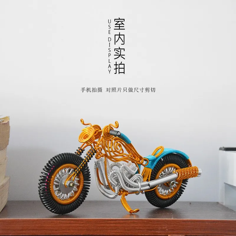 

DIY Aluminum Wire Handmade Motorcycle Home Furnishing Model of Metal Wire Handicraft Car Transportation Vehicle Toy Gift for Boy