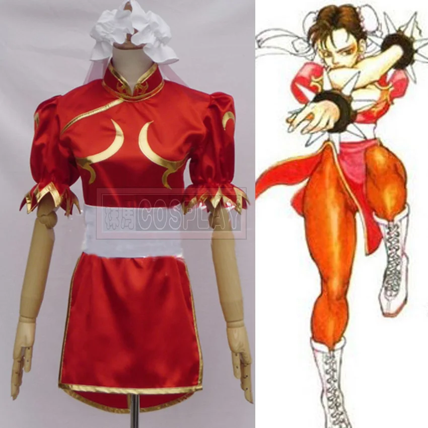 Street Fighter Chun Li Cosplay Chunli Red Dress Women Cosplay Uniform