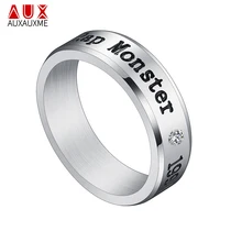 Auxauxme Titanium Steel Rap Monster Zircon Rings Gold Wedding Promise Ring For Women Men Engagement Jewelry Gift