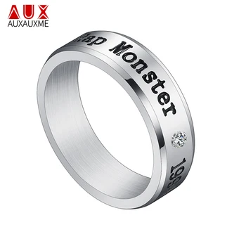 

Auxauxme Titanium Steel Rap Monster Zircon Rings Gold Wedding Promise Ring For Women Men Engagement Jewelry Gift