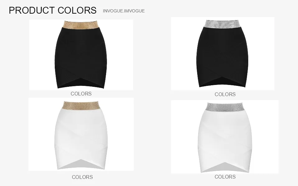 INVOGUE. IMVOGUE Новое поступление Изящные бриллианты дизайн высокая Талия Bodycon сплошной цвет повязки мини юбка