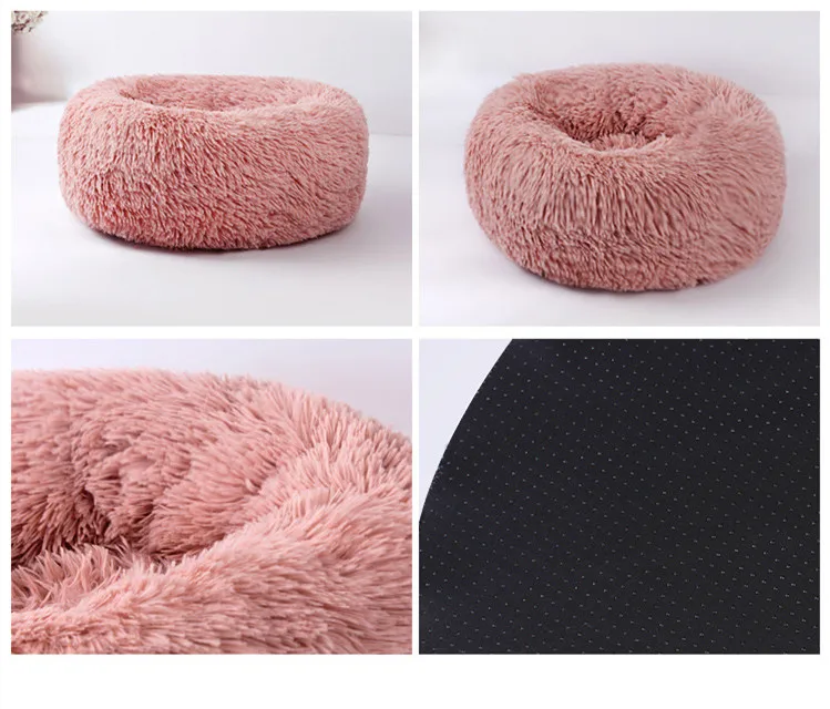 Long Plush Super Soft Pet Bed Kennel Dog Cat Round Winter Warm Sleeping Bag Puppy Pad Mat Portable Cat Supplies 40/50/60/70cm