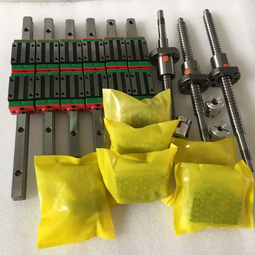 

6 sets linear guideway Rail HB20-400/765/1100mm+ 3ballscrews 1605-400/765/1100mm +3sets BK12 BF12 +3pcs couplings