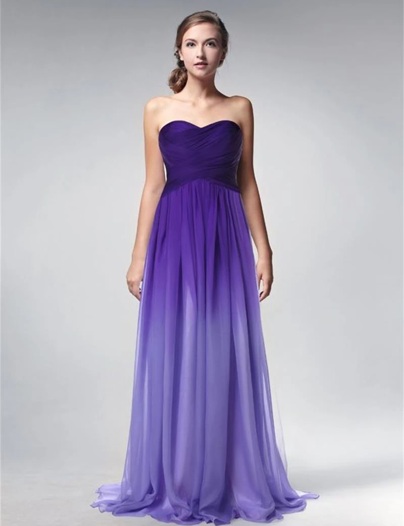 Purple Gradient Chiffon Long Evening Dress 2015 Cheap ...