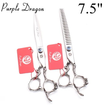 

7.5" 19.5cm 440C Purple Dragon Moscotas Hair Cutting Shears Thinning Scissors Professional Pets Hair Clippers Styling Tool Z9006