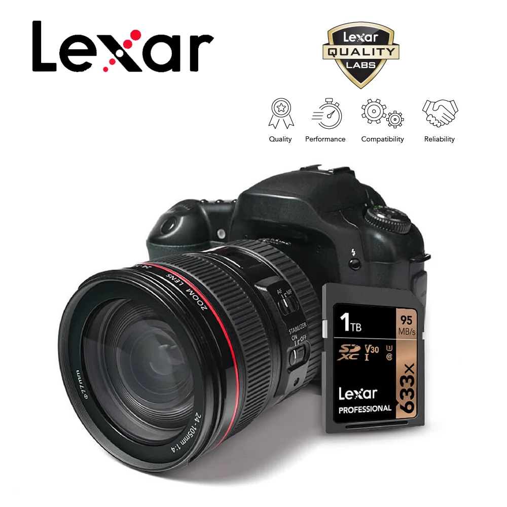 Lexar sd-карта высокой скорости Max95MB/s 32GB 64GB 128GB 256GB 512GB 1 ТБ C10 U1 U3 4K видеокарта памяти Flash 3D SD для камеры