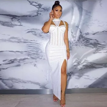 

2019 Rivet Sleeveless Fashion Bandage Dress Sexy New Style Women Night Club Evening Party Body con Halter Dresses Wholesale